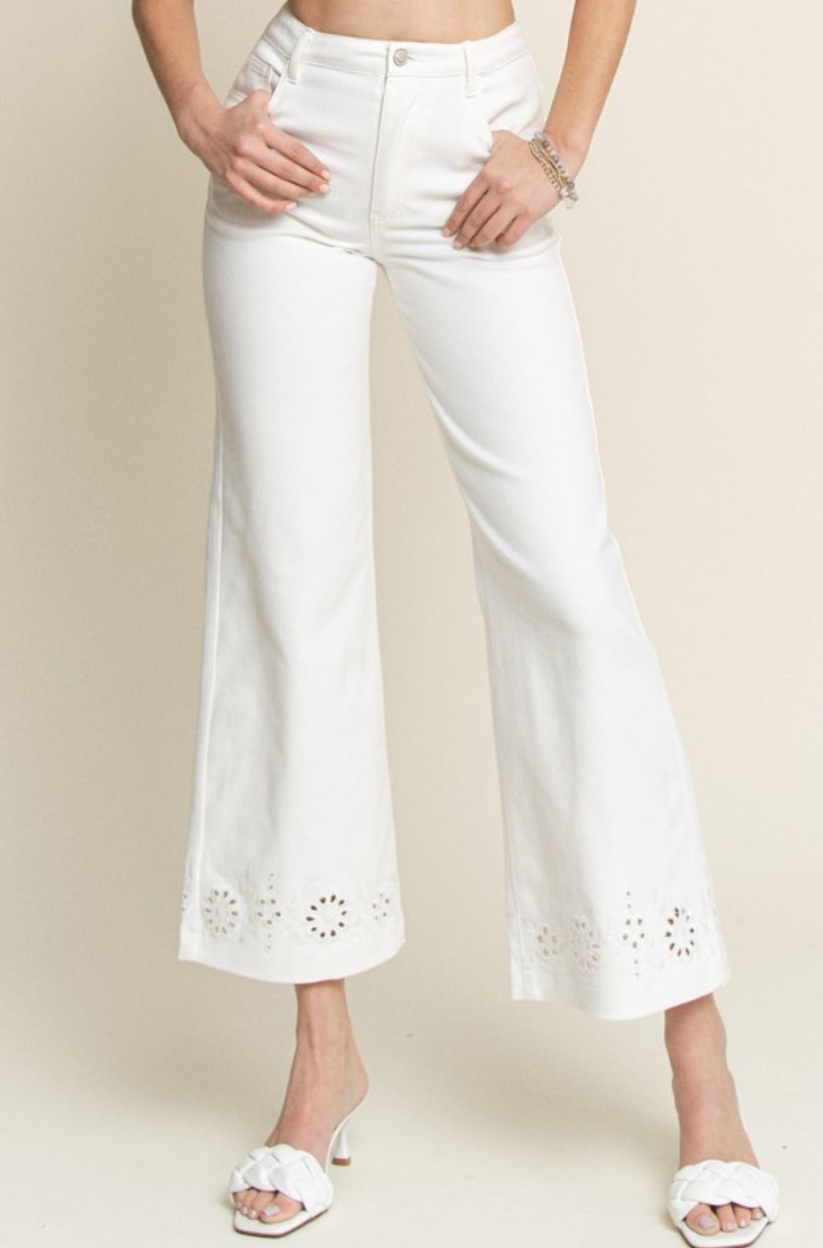 Embroidery Soft Washed Strechy Denim Pants