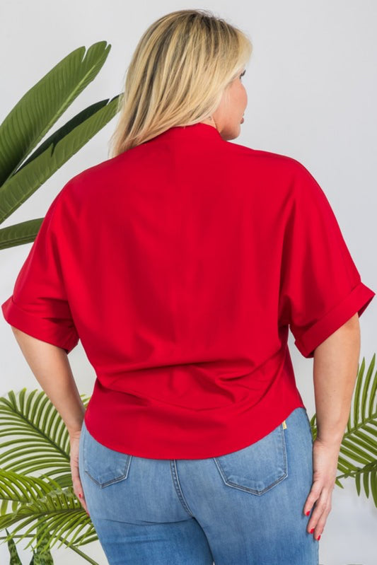 Plus Size Solid Studded Shirt