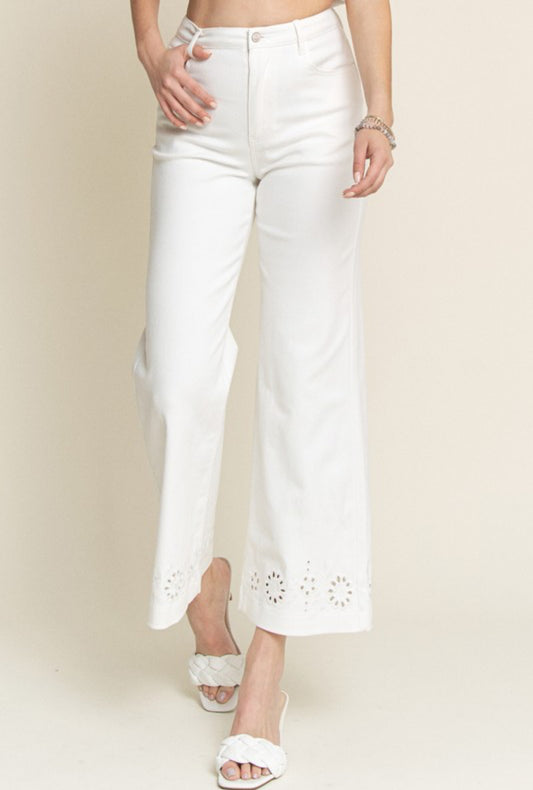 Embroidery Soft Washed Strechy Denim Pants