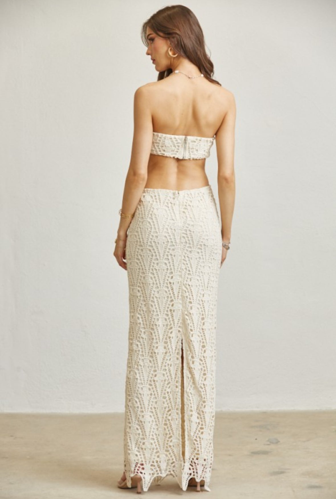 Seashell Beaded Crochet Maxi Dress