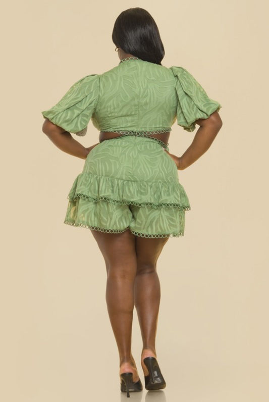 Plus Side Cut Out With Ruffle Bottom Romper