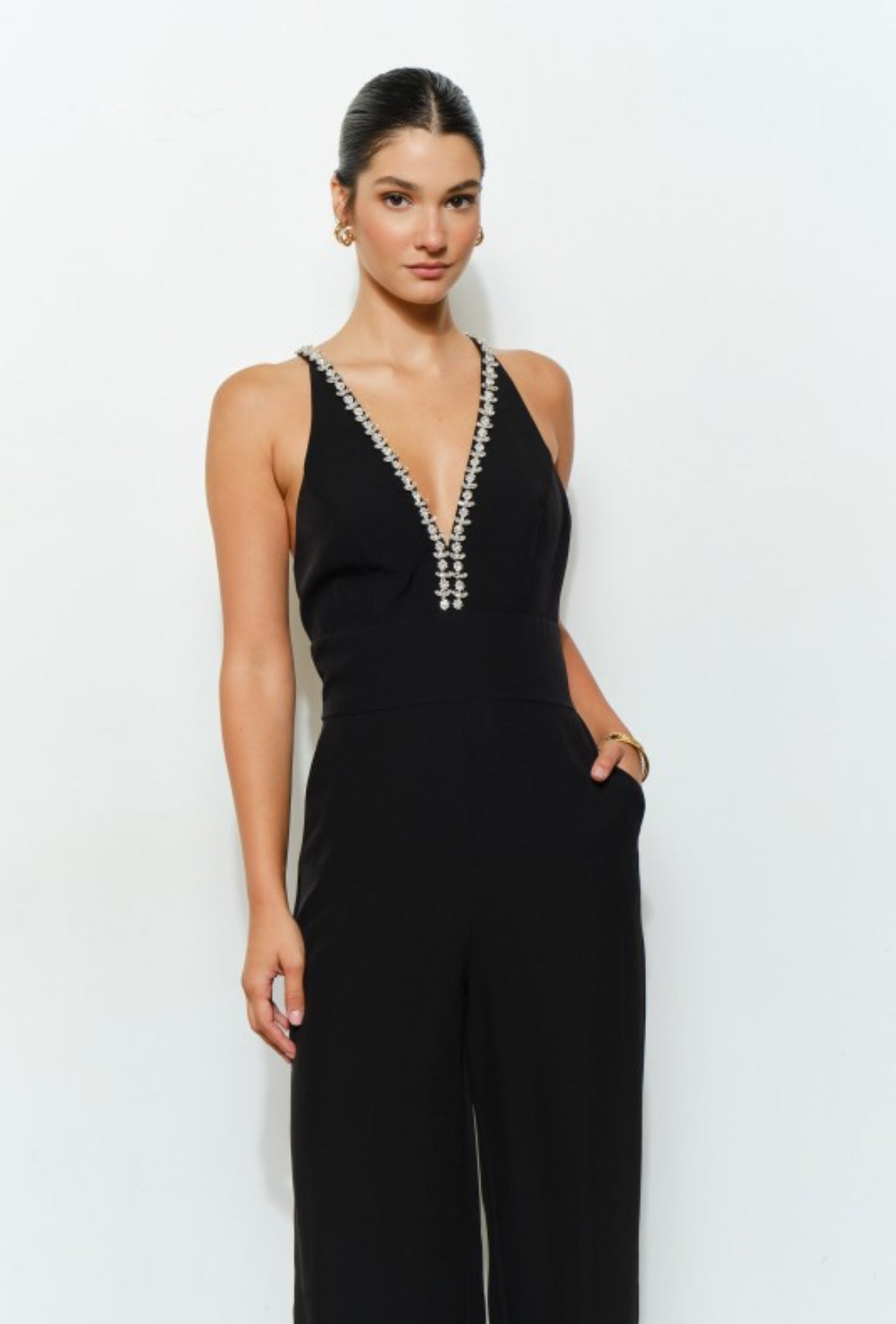 Jumpsuit Negro con Pedrería