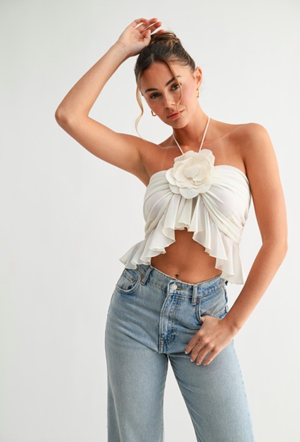 Petal Halter Ruffle Top