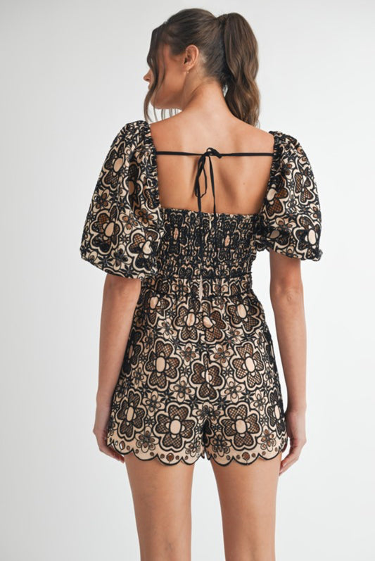 Crochet Short Sleeve Romper