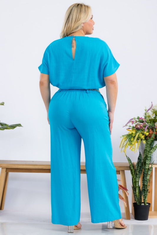 Plus Size Solid Linen Set