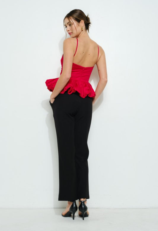 Sleeveless Front Bow Detail Bubble Hem Top