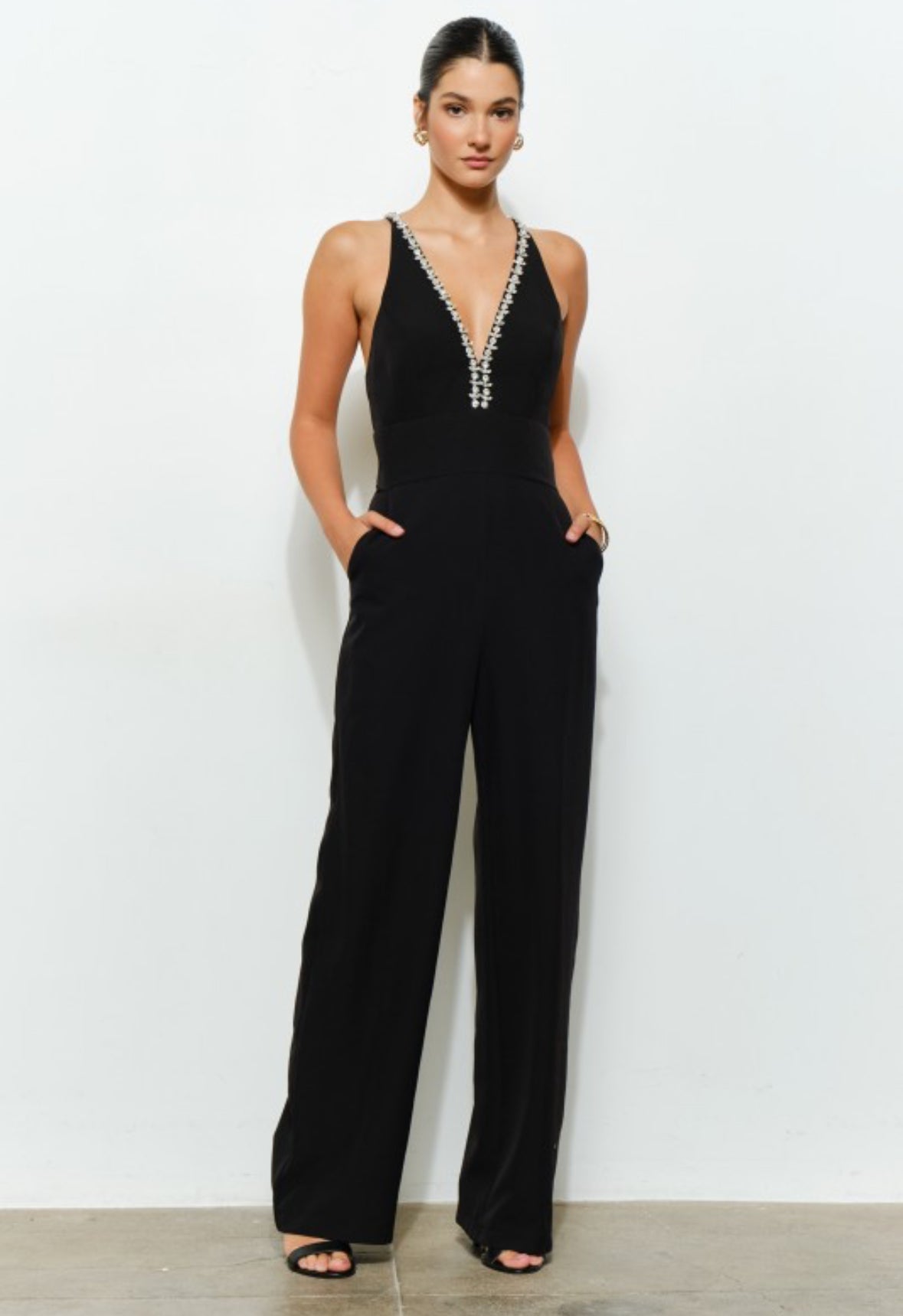 Jumpsuit Negro con Pedrería