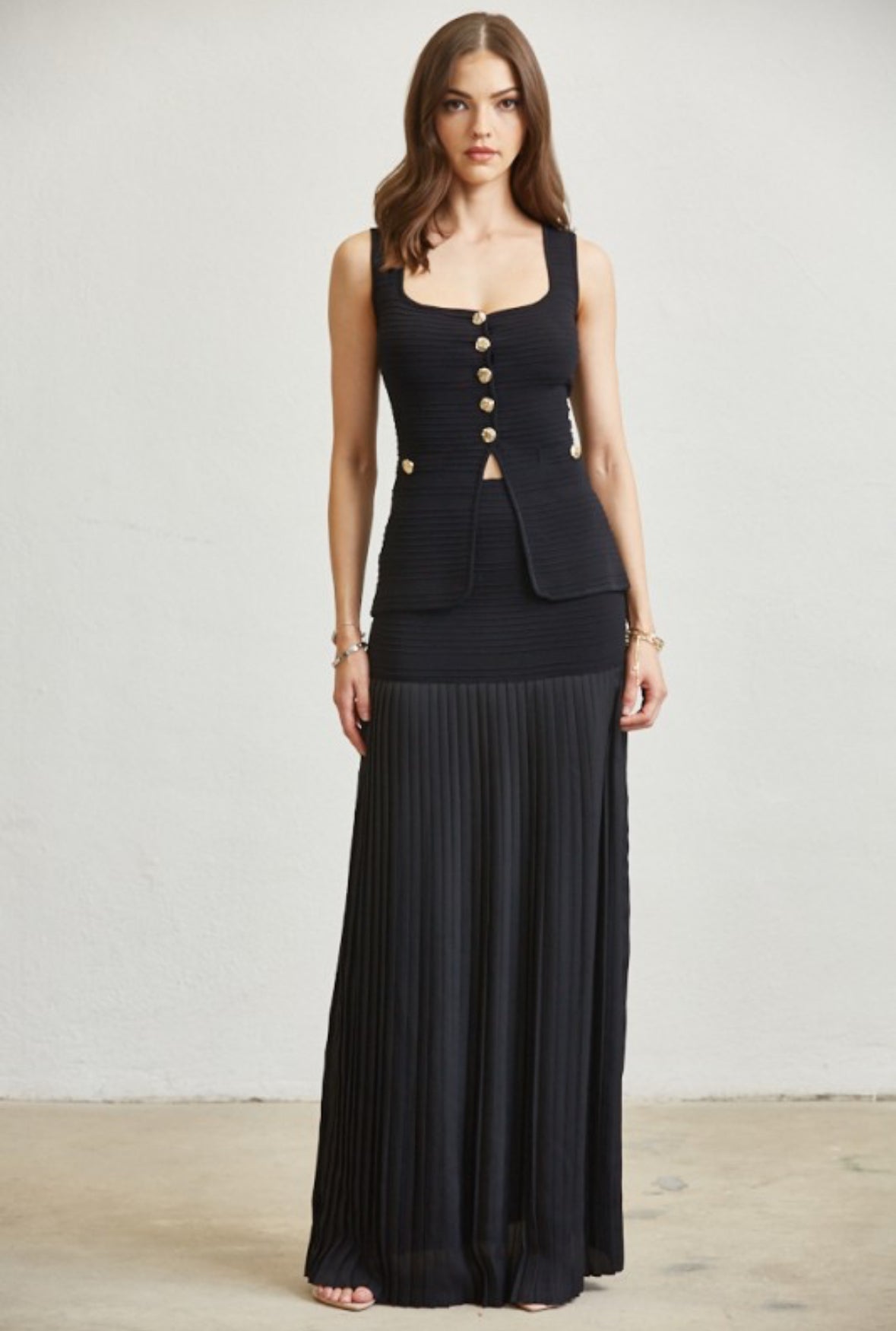 Vest Top Pleated Skirt Set