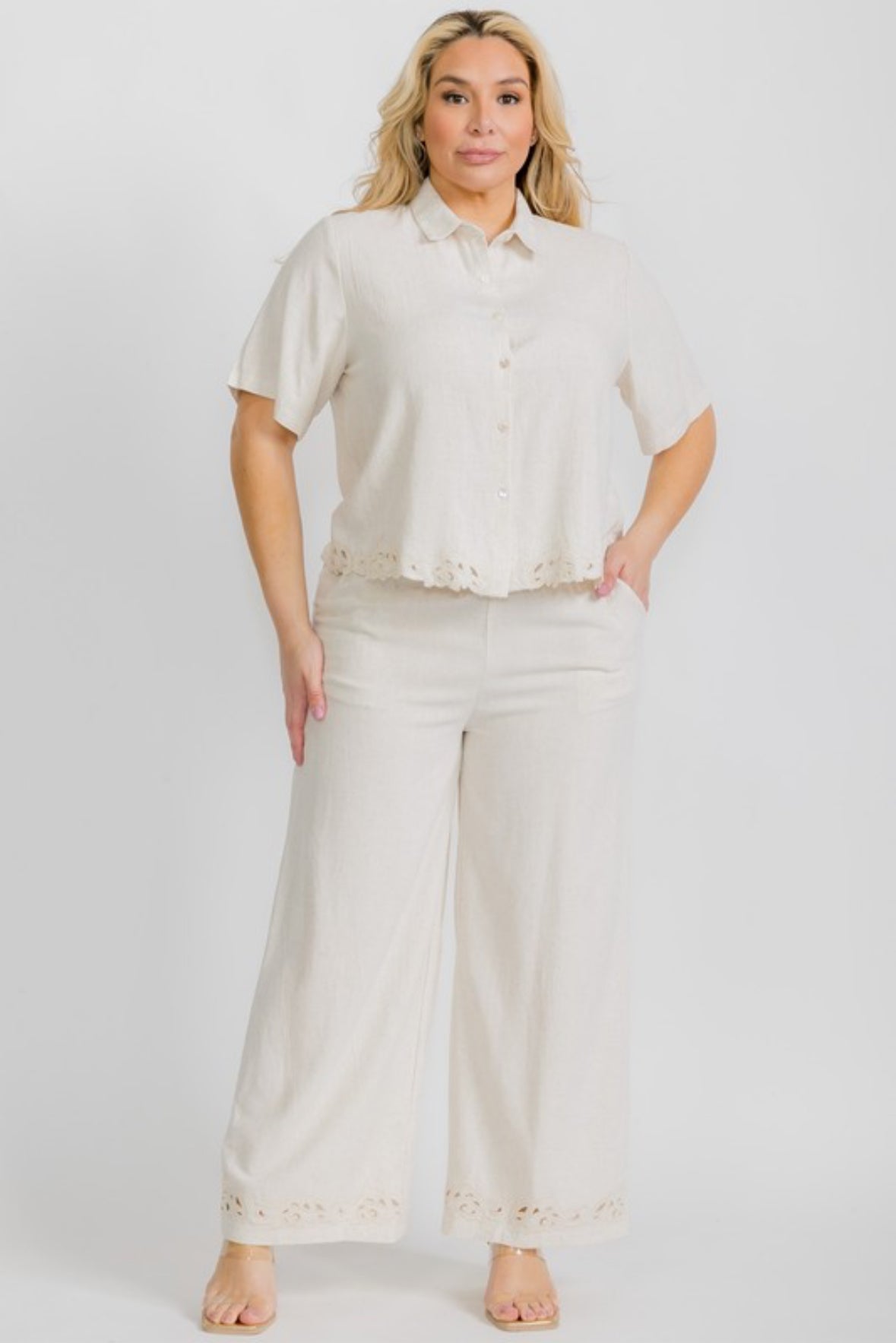 Plus Size Set, Linen Fabric