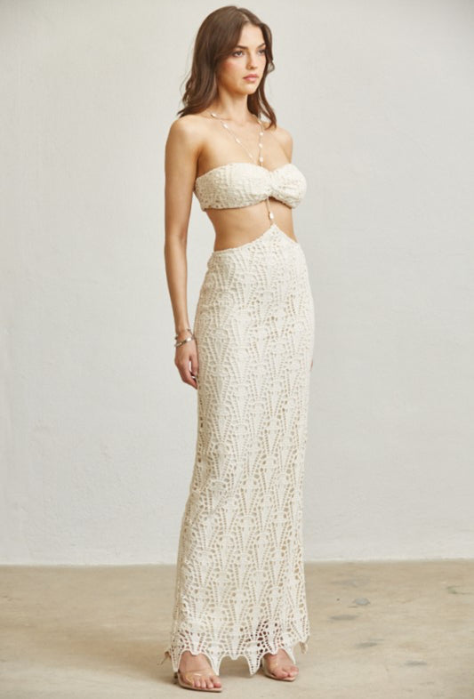 Seashell Beaded Crochet Maxi Dress