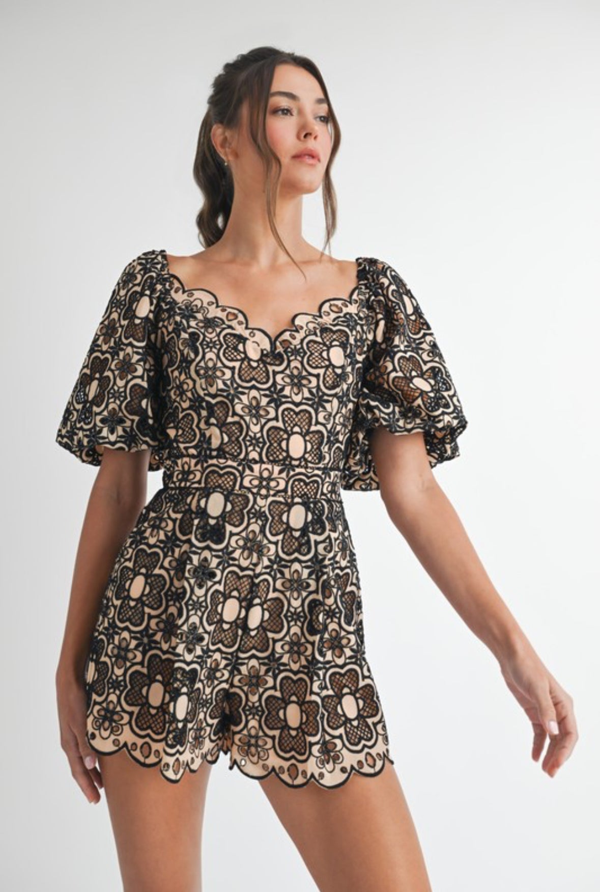 Crochet Short Sleeve Romper
